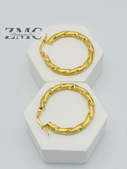 18K Gold Twisted Loop Earrings