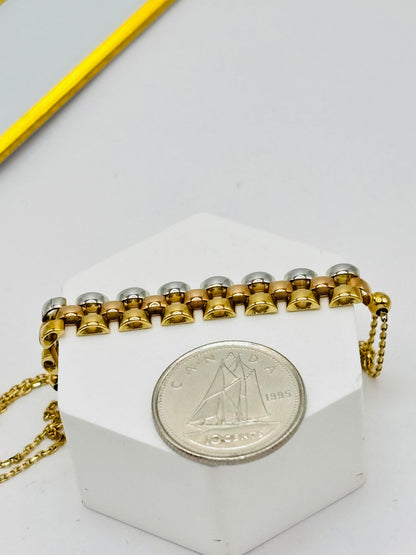 18K Gold Rose and White Gold Combination Bracelet