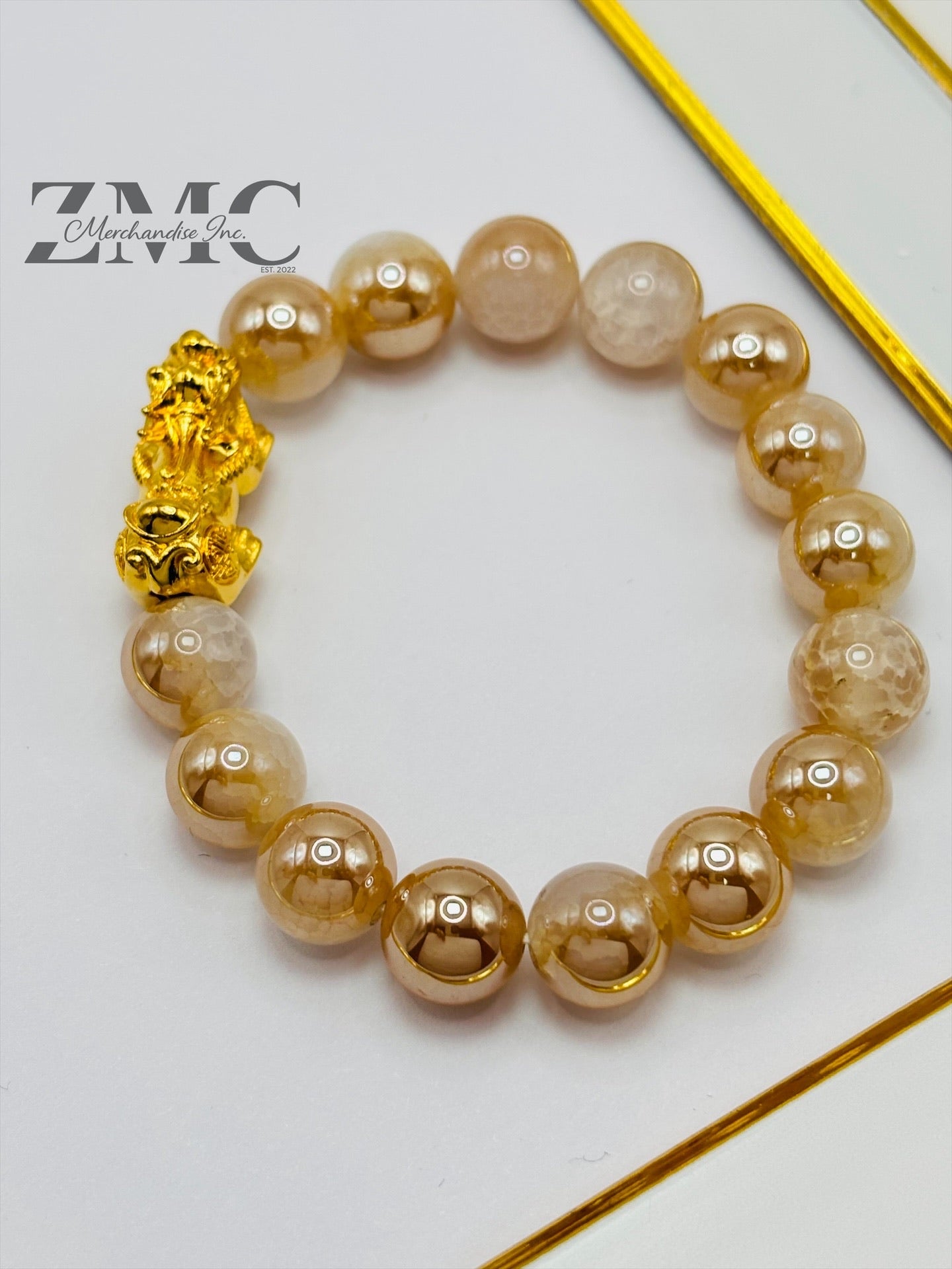 18K Gold Lucky Piyao/ Pi Xiu  Bracelet Sand Stone ( Hollow Empty Inside) Large