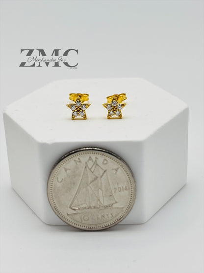 18K Gold Star Moissanite Diamond Kids Earrings