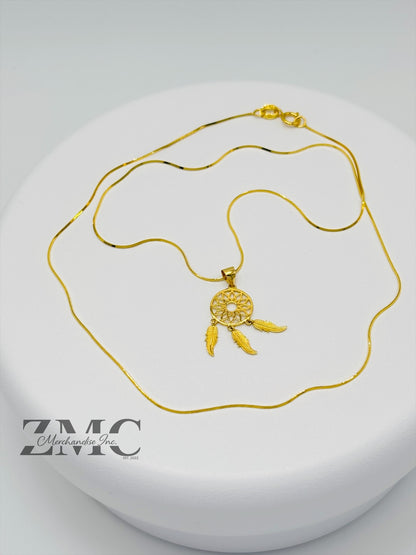 18K Gold Dream Catcher Necklace
