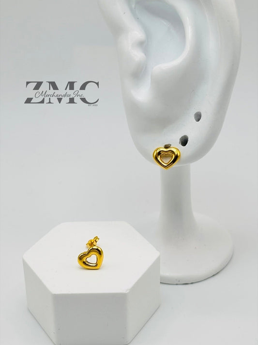 18K Gold Heart Earrings