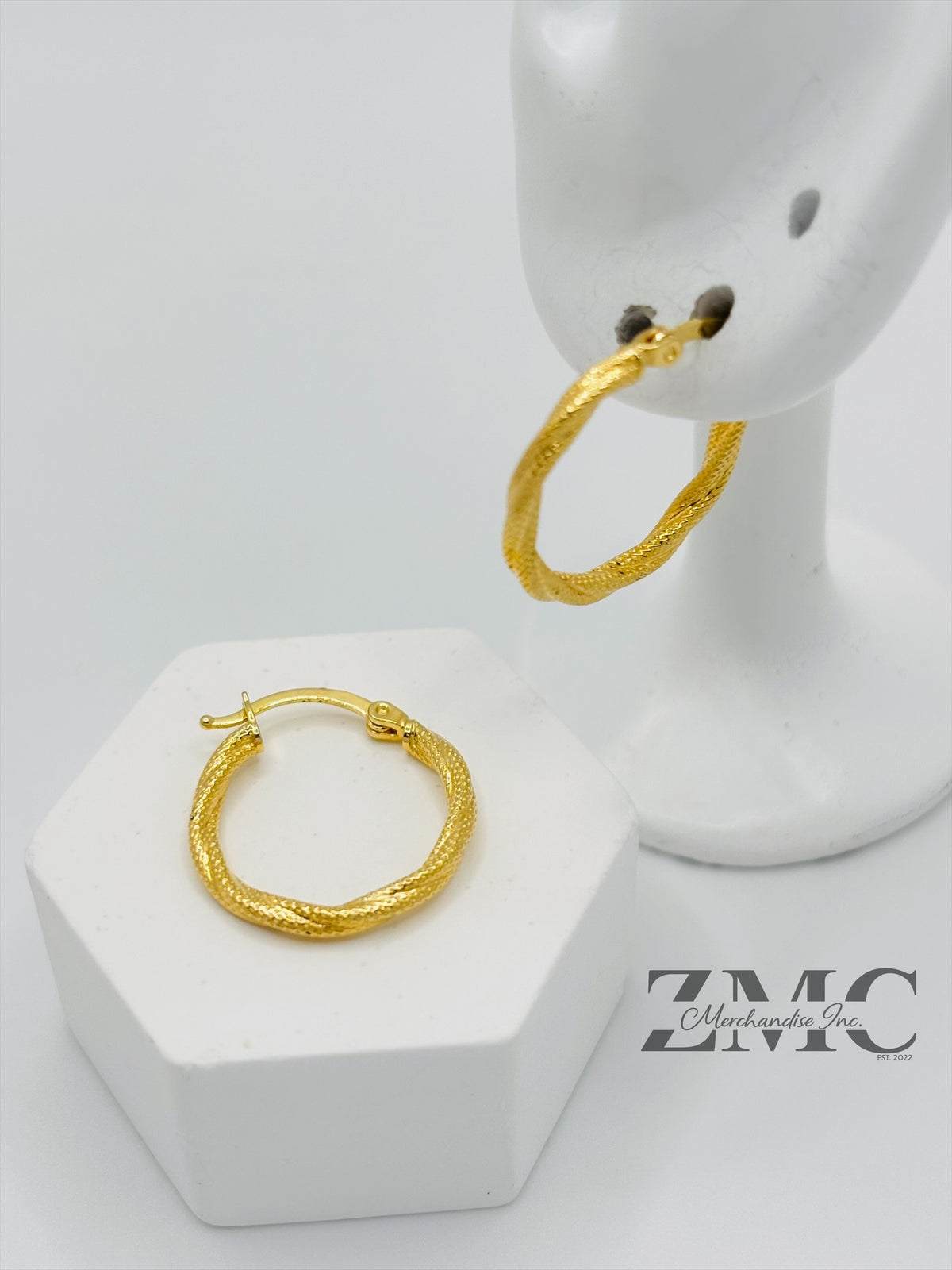 18K Gold Twisted Loop Earrings