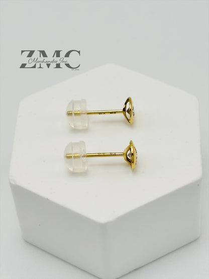 K18 Japan Gold Circle Natural Diamond Earrings 0.20ct