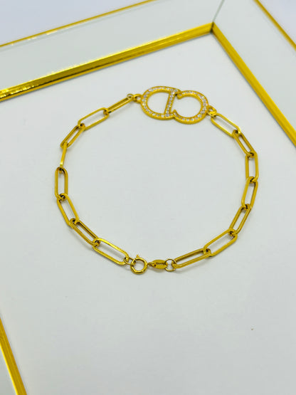 18K Gold Paperclip Bracelet