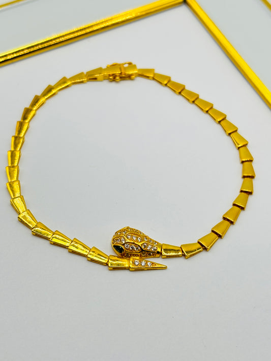 18K Gold Serpentine Triple Lock Bracelet
