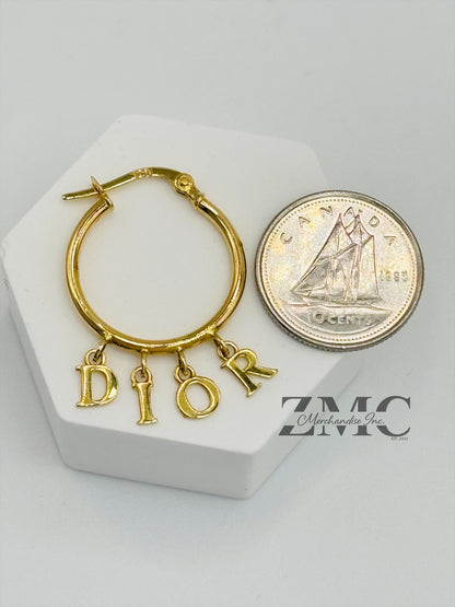 18K Gold D Loop Earrings
