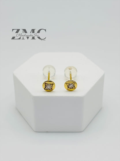 K18 Japan Gold Circle Natural Diamond Earrings 0.20ct