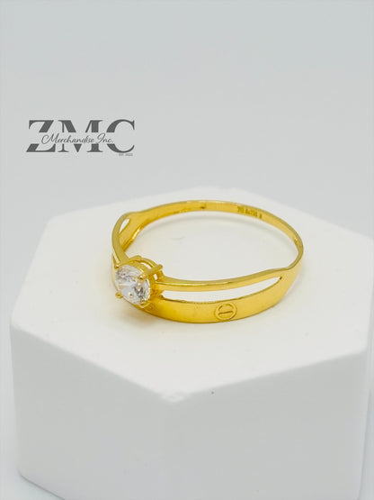 18K Gold Wedding Band with Stone Ring