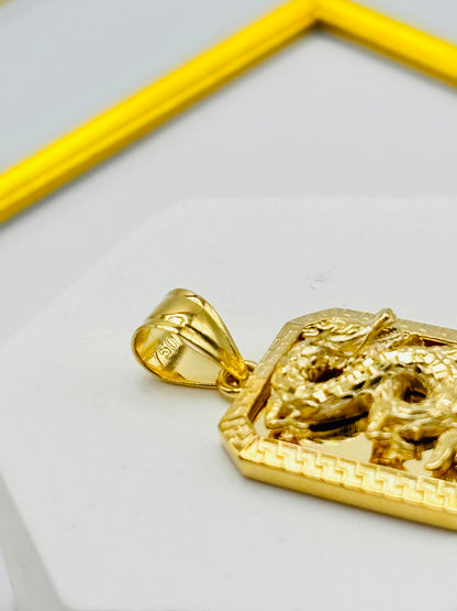 18K Gold Dragon Pendant