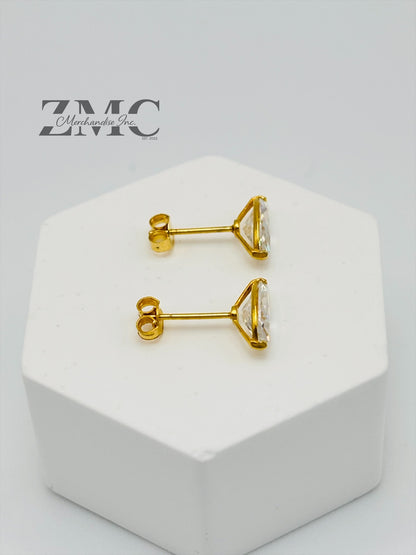 18K Gold Marquise Moissanite Diamond Earrings