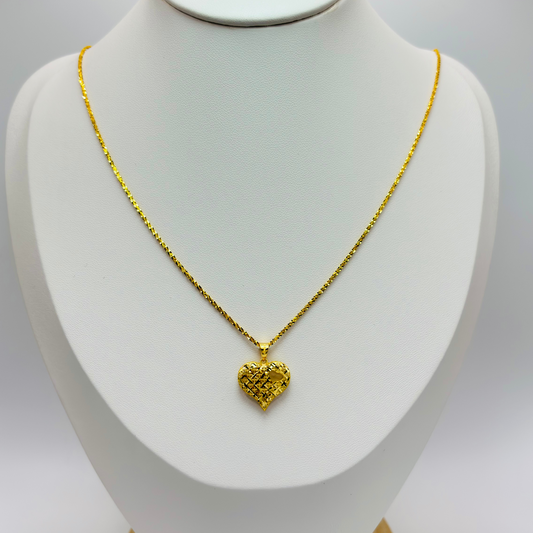 18K Gold Adjustable Necklace with Heart