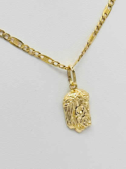 18K Gold Jesus Face Necklace