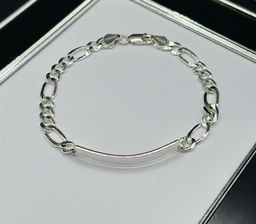 S925 Silver Name Figaro Bracelet