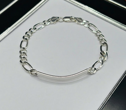 S925 Silver Name Figaro Bracelet