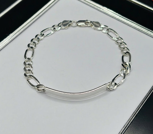 S925 Silver Name Figaro Bracelet