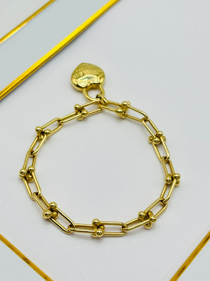 18K Gold Hardware Heart Braclet