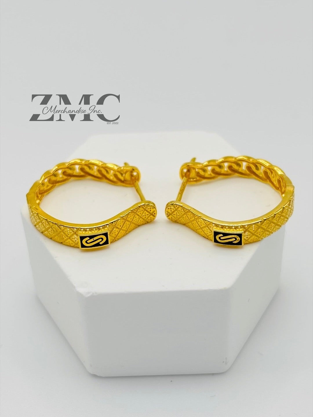 18K Gold M Loop Earrings