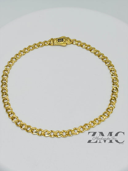 18K Gold M Diamond Cut Bracelet