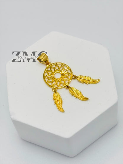 18K Gold dream Catcher Earrings and Pendant Set