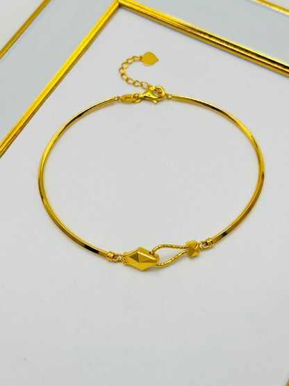 18K Gold Snake Bite Bangle Adjustable