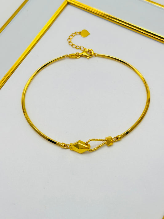 18K Gold Snake Bite Bangle Adjustable