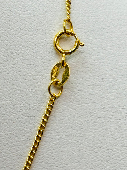 18K Gold Curb Chain with Heart Pendant Set