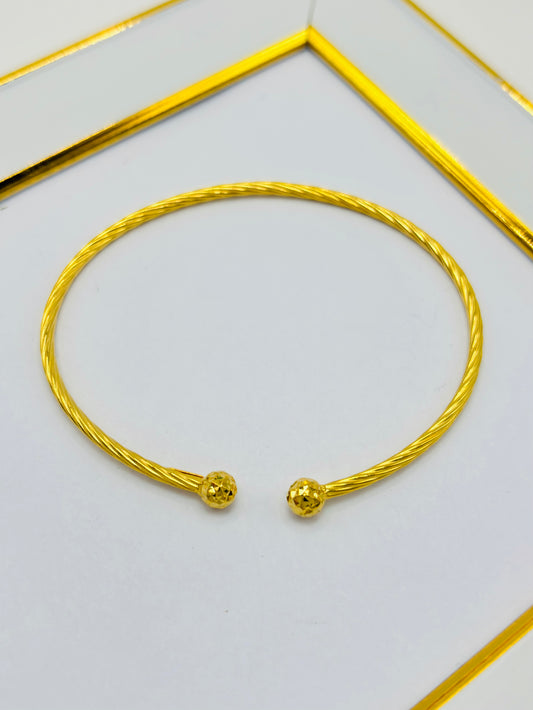 18K Gold Twisted Ball Bangle