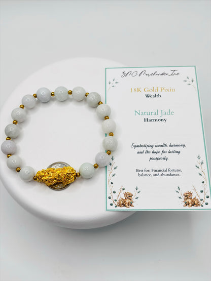 18K Gold Lucky Piyao/ Pi Xiu Jade Bracelet( Hollow Empty Inside) XXL PIYAO