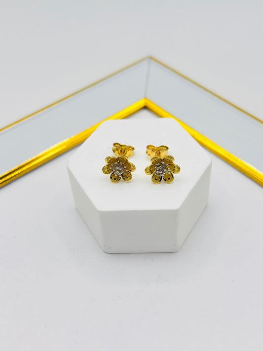 18K Gold Flower Earrings