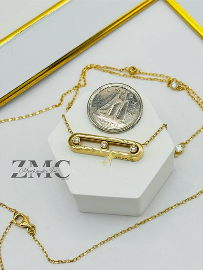 18K Gold Attached Stone Necklace with Stone
