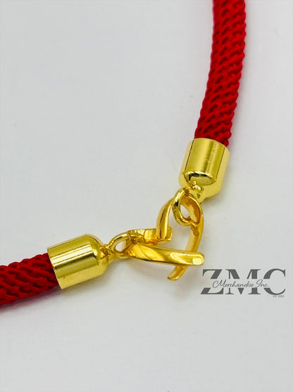 18K Gold Open Heart Red String Bracelet