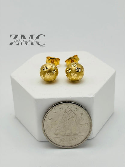 18K Gold Star Ball Earrings
