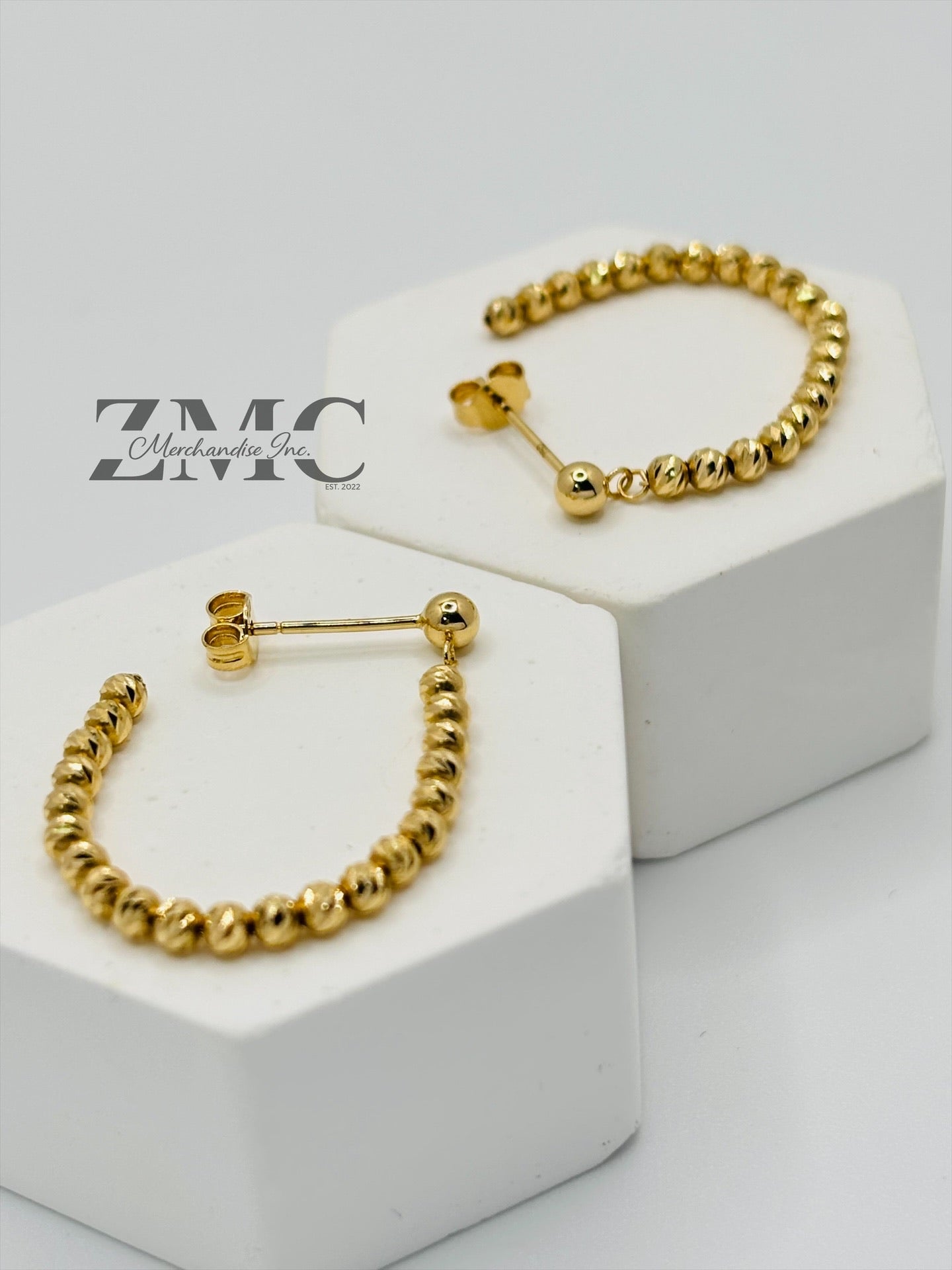 18K Gold Mirror Ball Dangling Earrings