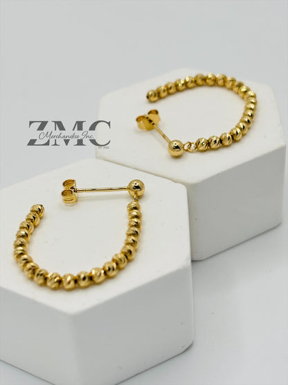 18K Gold Mirror Ball Dangling Earrings