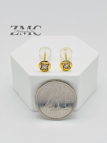 K18 Japan Gold Circle Natural Diamond Earrings 0.20ct