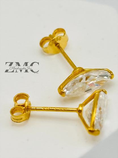 18K Gold Marquise Moissanite Diamond Earrings