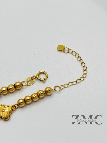 18K Gold Clover Ball Braclet