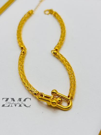 18K Gold Hardware Bangle Bracelet
