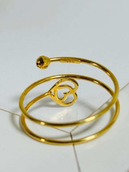 18K Gold Spiral with Heart Ring