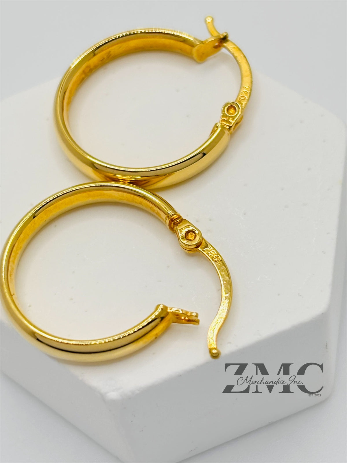 18K Gold Plain Loop Earrings