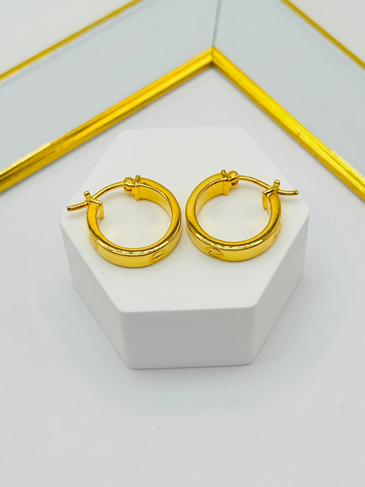 18K Gold Loop Earrings (Electroform)