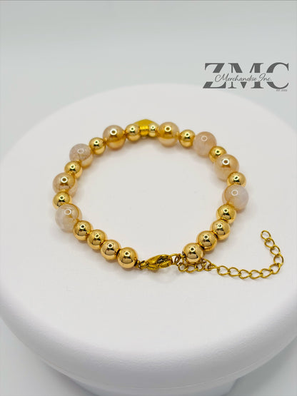 18K Gold Champagne Gold Color Cracked Agate Bracelet