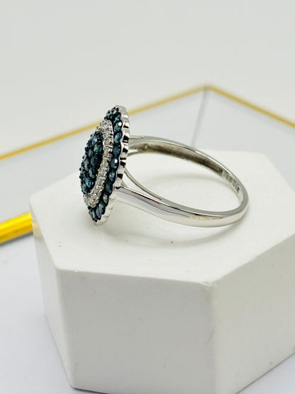 K18 Japan Gold Rare Blue and White Natural Diamond Ring 1.00 carat