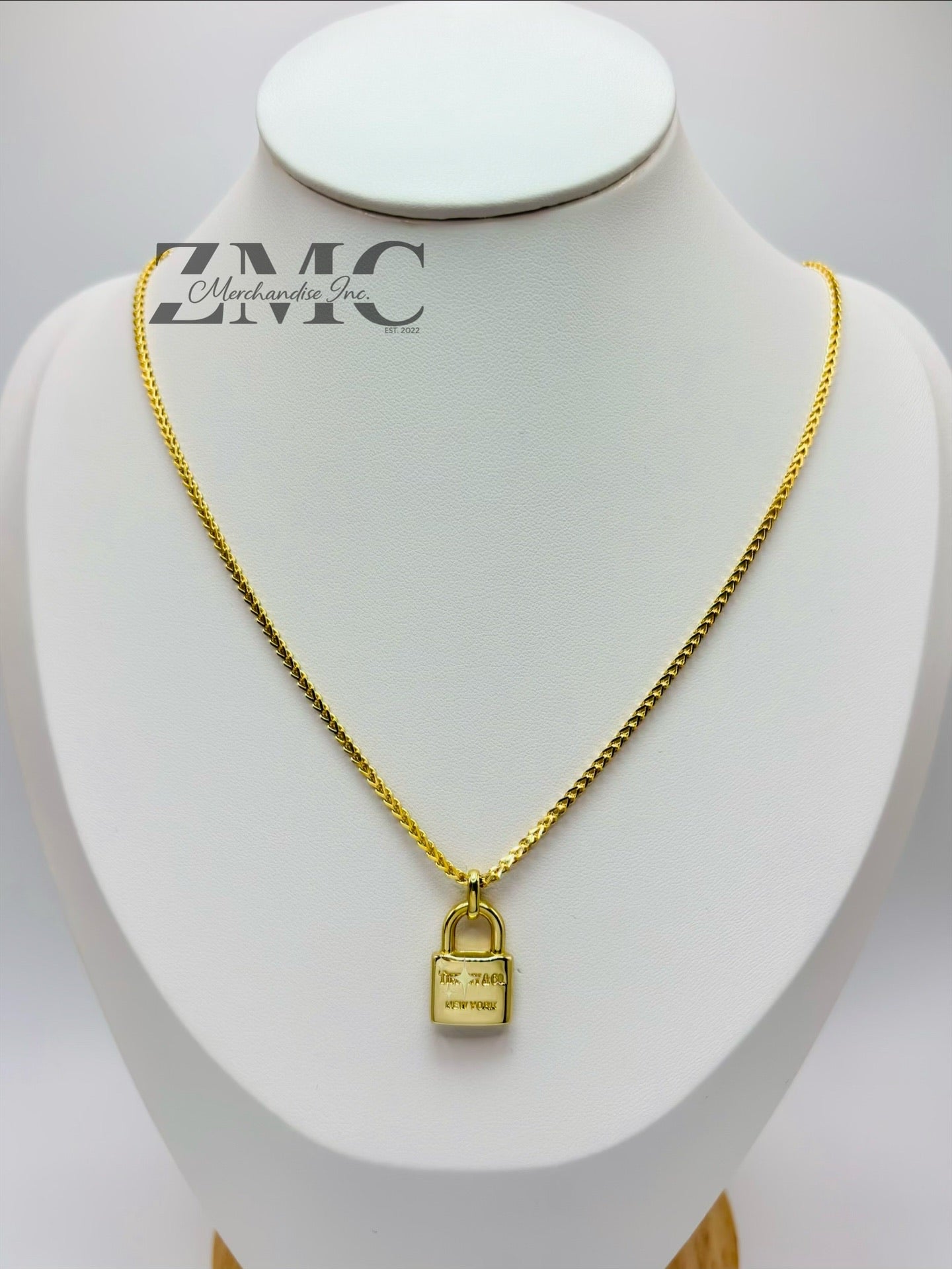 18K Gold Foxtail Padlock Necklace
