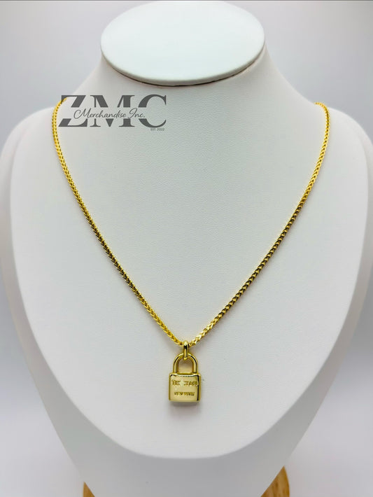18K Gold Foxtail Padlock Necklace