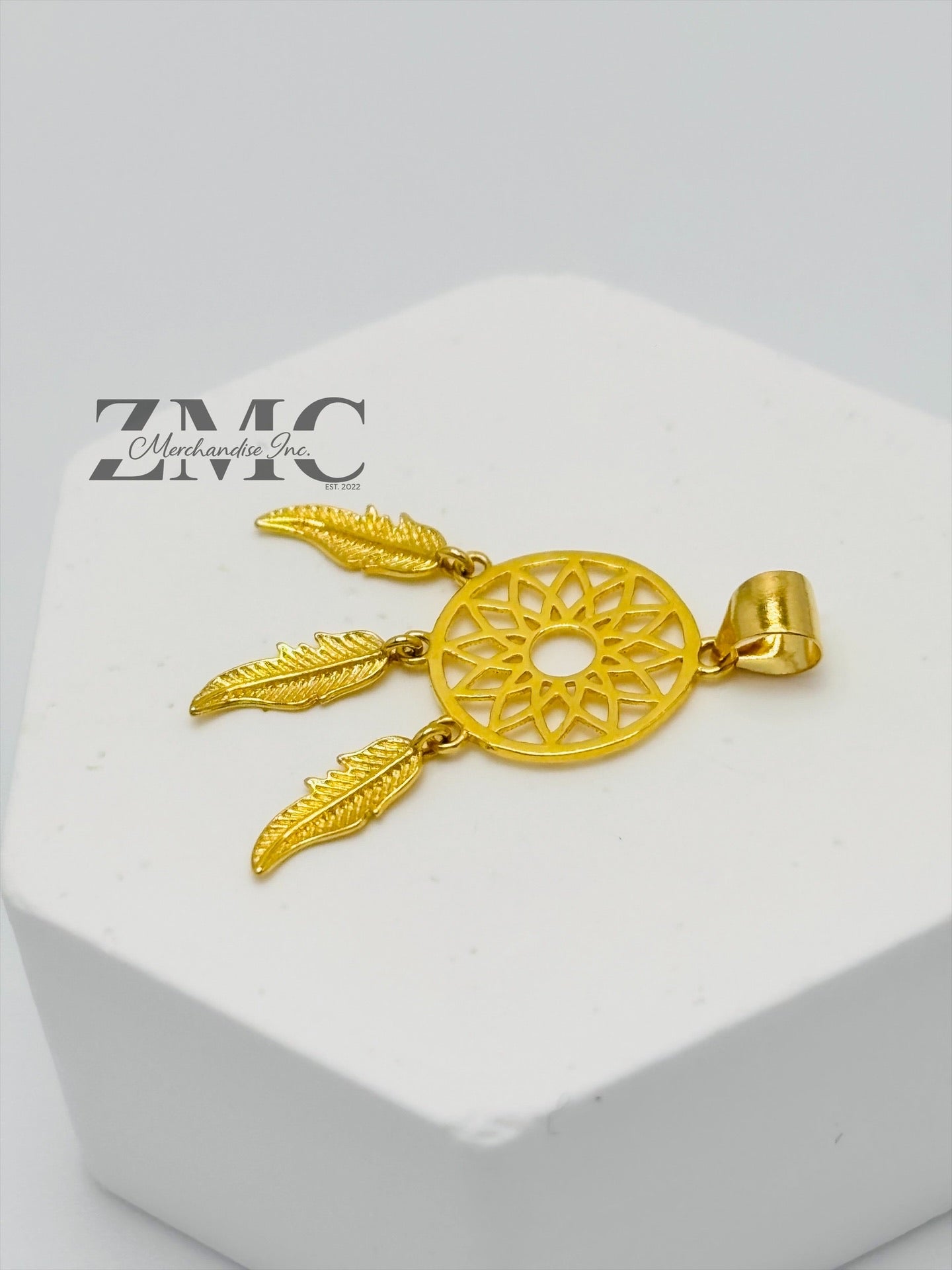 18K Gold dream Catcher Earrings and Pendant Set