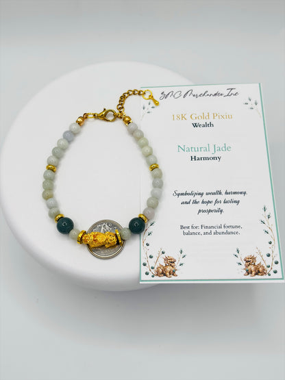 18K Gold Lucky Piyao/ Pi Xiu Jade Bracelet ( Hollow Empty Inside) MEDIUM PIYAO