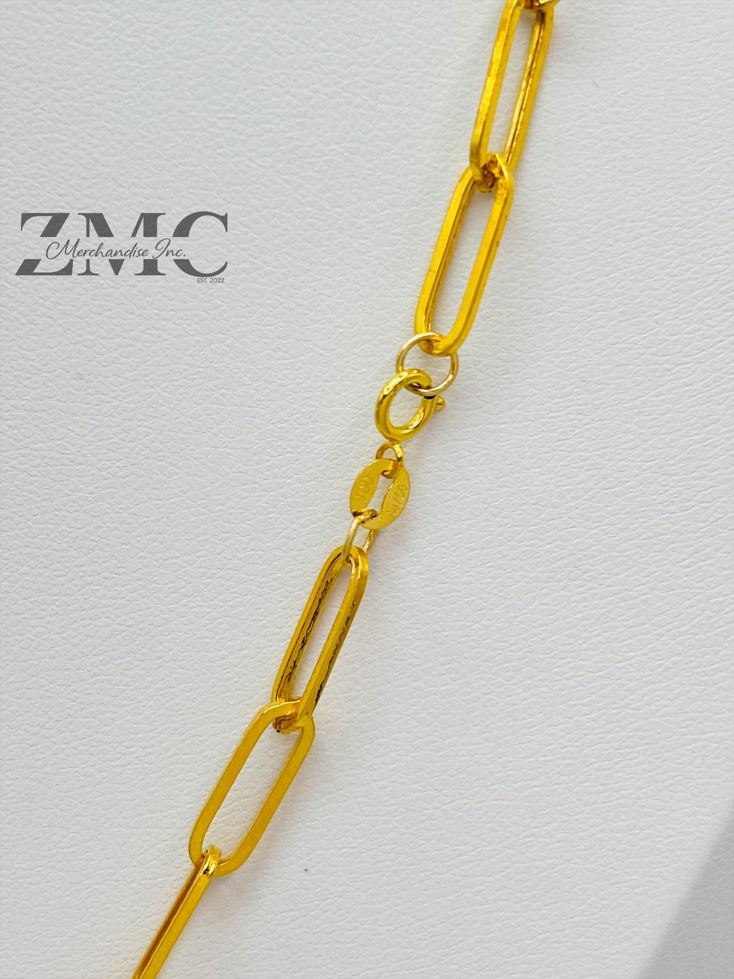 18K Gold Paperclip with Padlock and Heart Attached Necklace