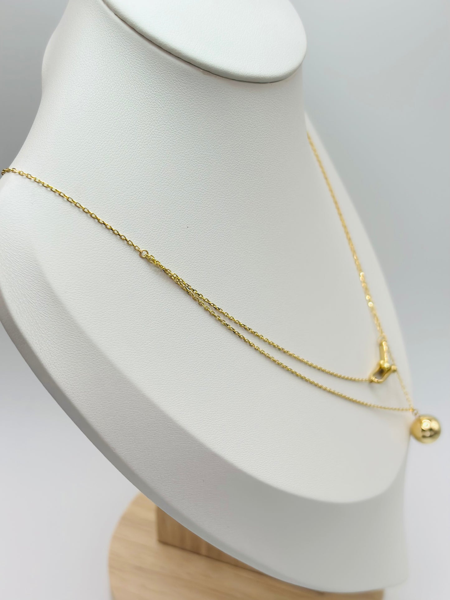 K18 Japan Gold Layered Attached Necklace